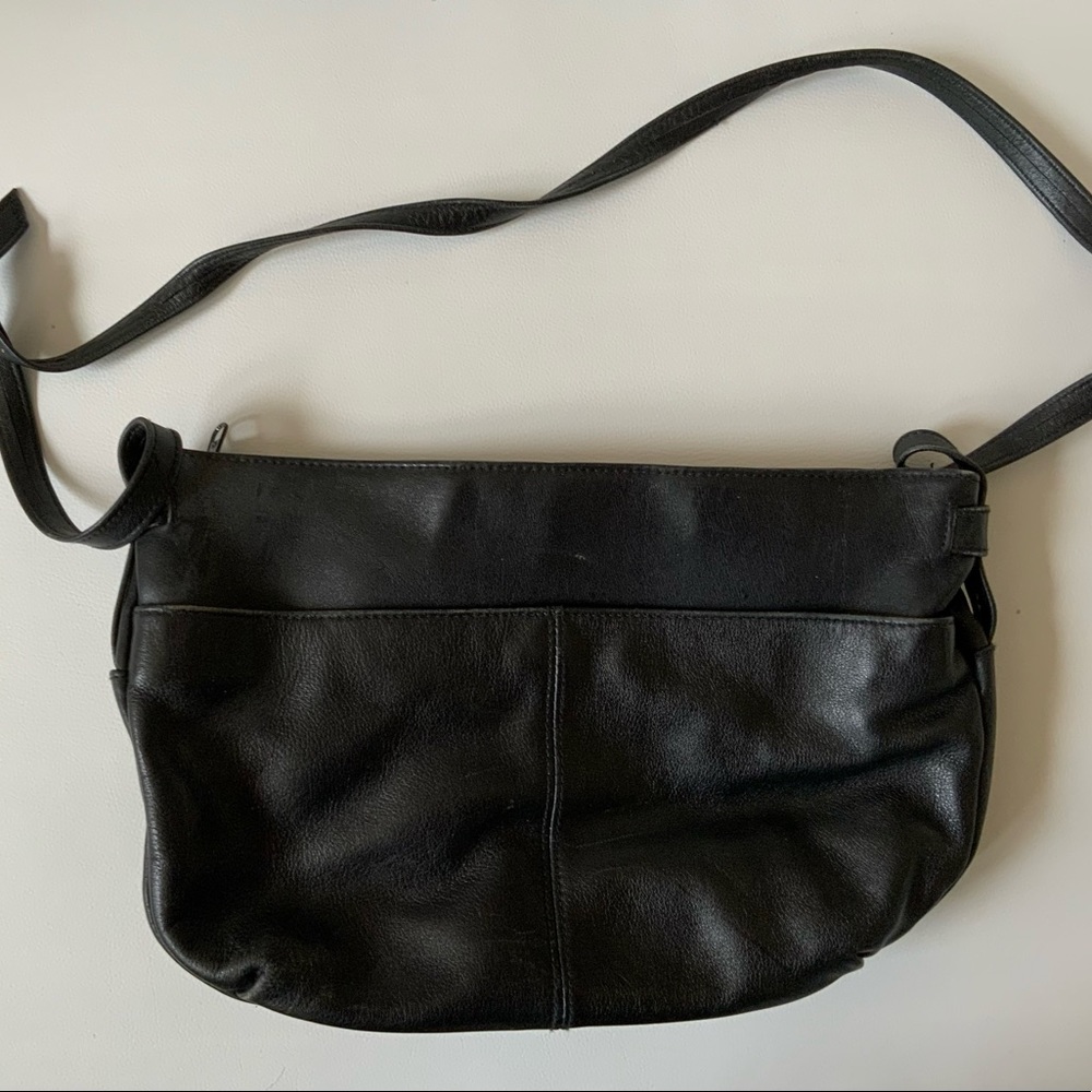 Black shoulder bag with leather feel